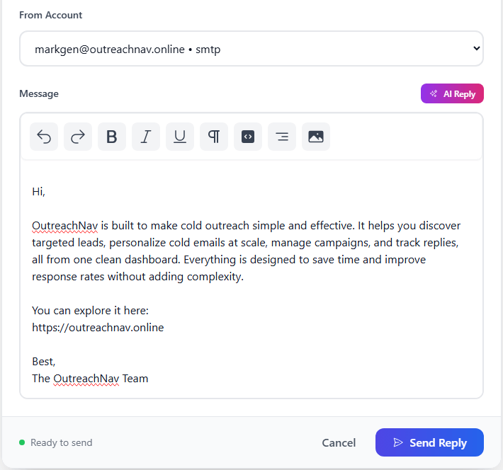 AI Email Generator Interface Main